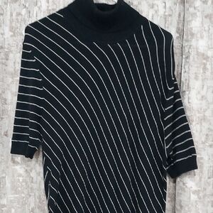 Mossimo Supply Co. Black and White Striped Turtleneck Sweater